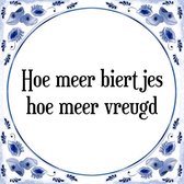 Tegeltje met Spreuk (Tegeltjeswijsheid): Hoe meer biertjes hoe meer vreugd + Kado verpakking & Plakhanger