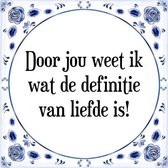 Tegeltje met Spreuk (Tegeltjeswijsheid): Door jou weet ik wat de definitie van liefde is! + Kado verpakking & Plakhanger