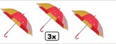 3x Paraplu rood/wit/geel 59 cm