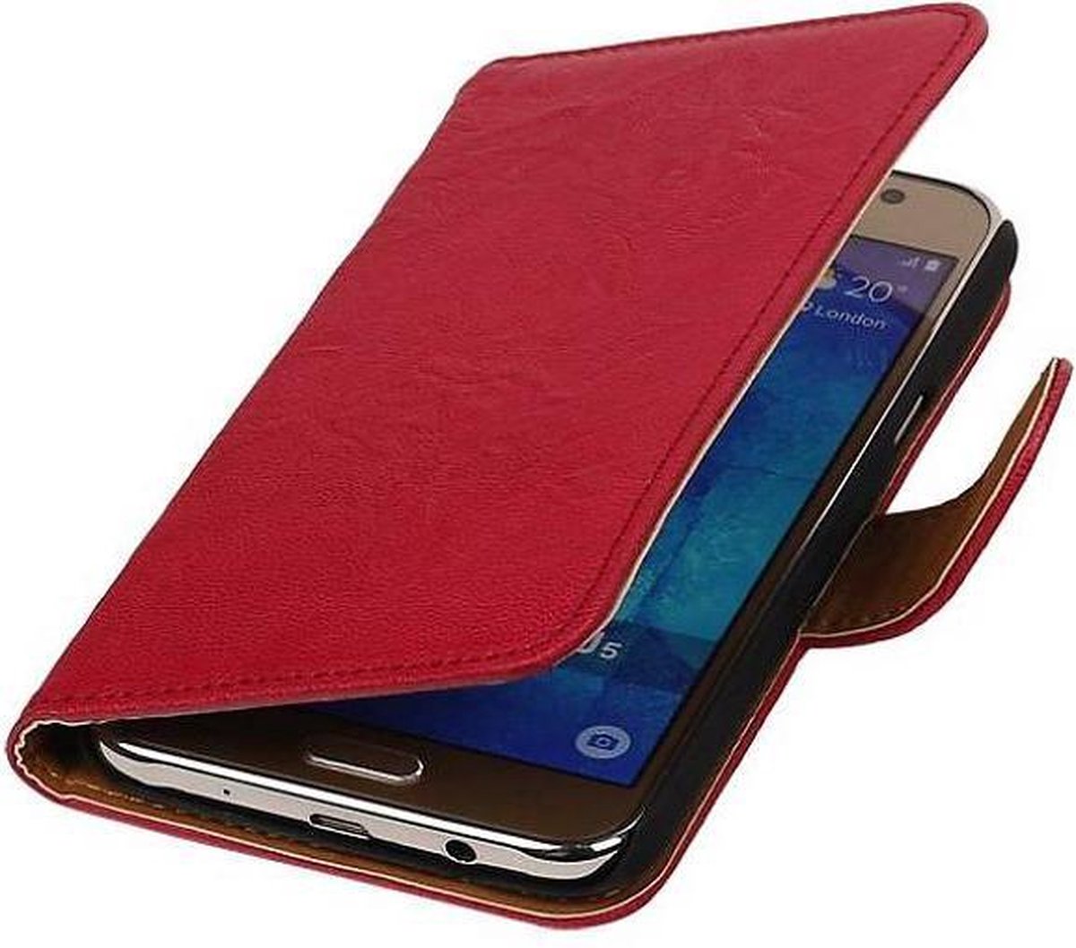 Washed Leer Bookstyle Hoesje - Geschikt voor Samsung Galaxy J5 J500F Roze