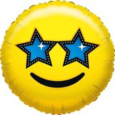 Folie ballon ster smiley 35 cm - Folieballon ster emoticon 35 cm