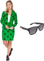 Sint Patricks Day print mantelpak kostuum - maat 38 (M) met gratis zonnebril