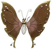Brons/roze metalen vlinder 36 cm - Schuttingdecoratie - Tuindecoratie vlinders