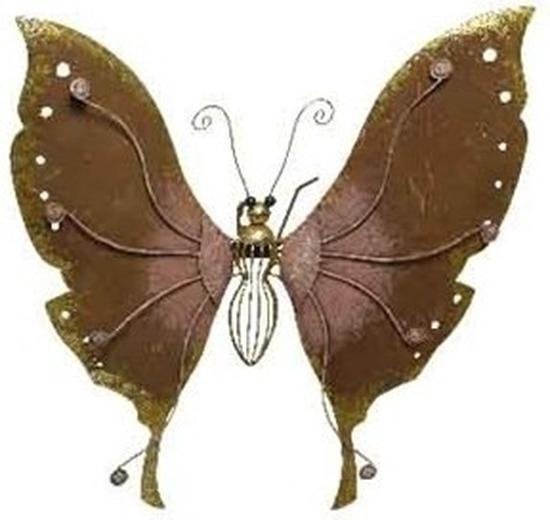 Brons/roze metalen vlinder 36 cm - Schuttingdecoratie - Tuindecoratie  vlinders | bol.com