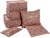 Packing Cubes Set - Koffer Organizer - 6 Stuks - Roze Print