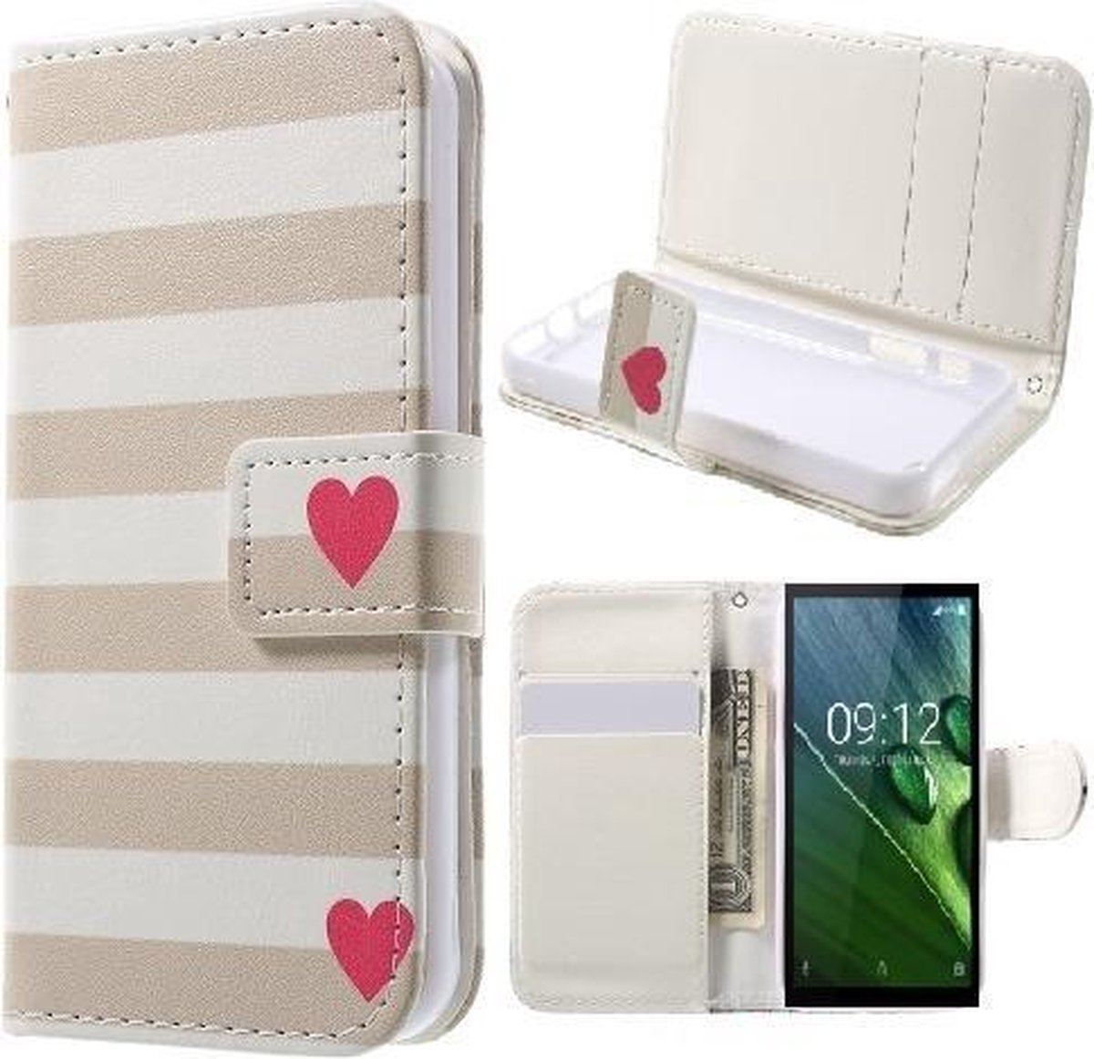 Qissy Stripes And Heart portemonnee case hoesje voor Nokia 3310 2017