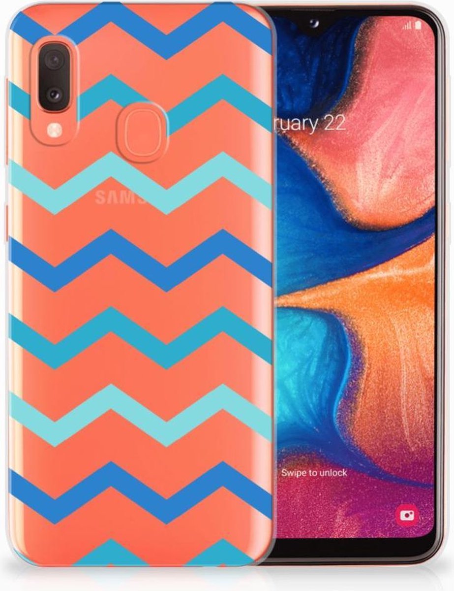 Samsung Galaxy A20e TPU bumper Zigzag Blauw