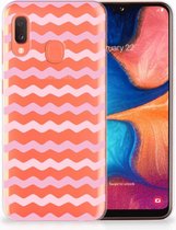 Geschikt voor Samsung Galaxy A20e TPU Hoesje Waves Roze