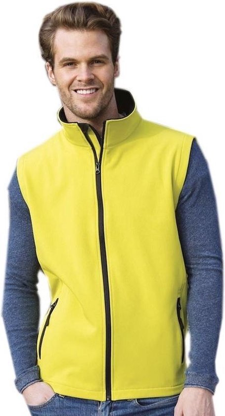 Softshell casual bodywarmer geel voor heren - Outdoorkleding wandelen/zeilen - Mouwloze vesten S (36/48)