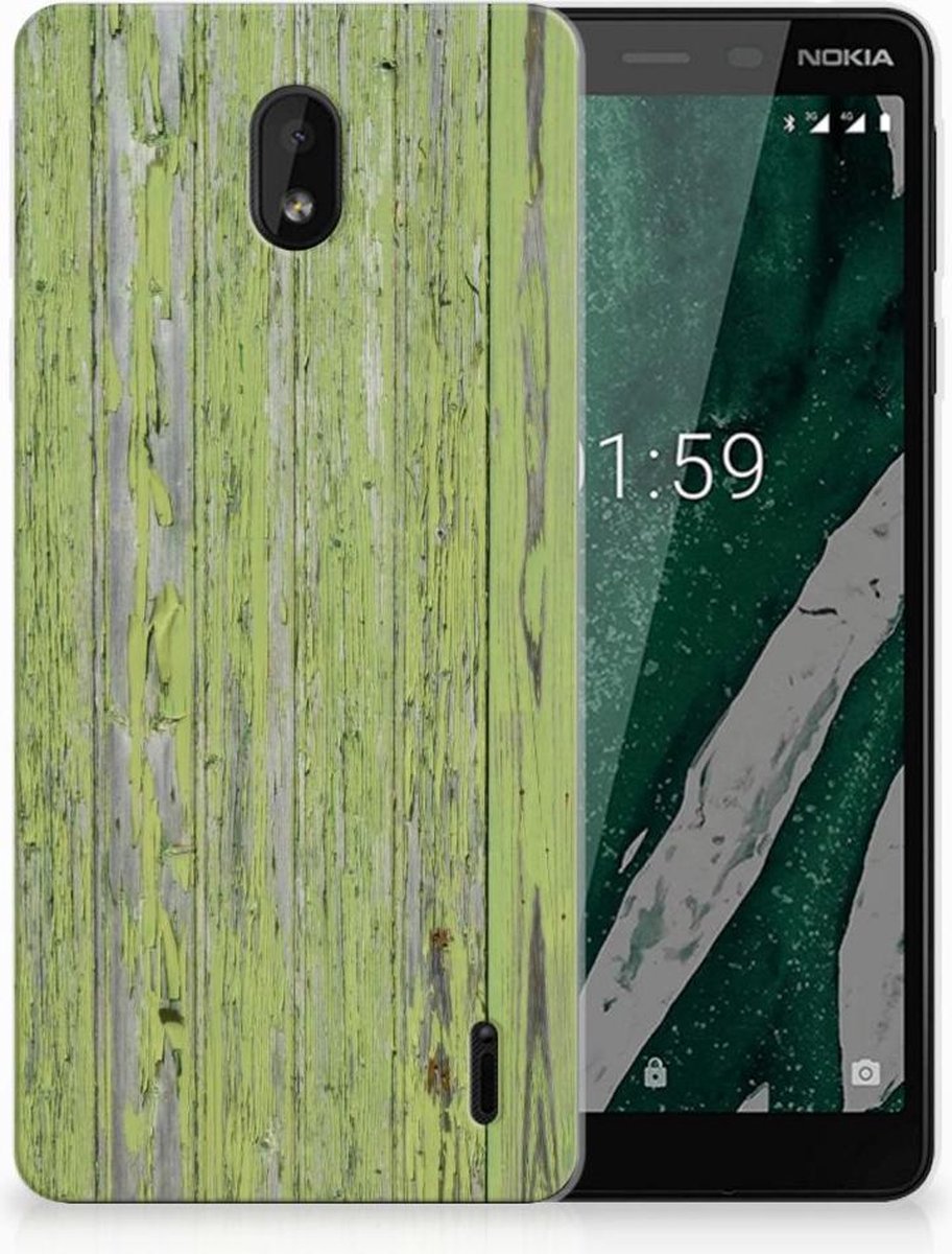 Back Cover voor Nokia 1 Plus Bumper Hoesje Green Wood