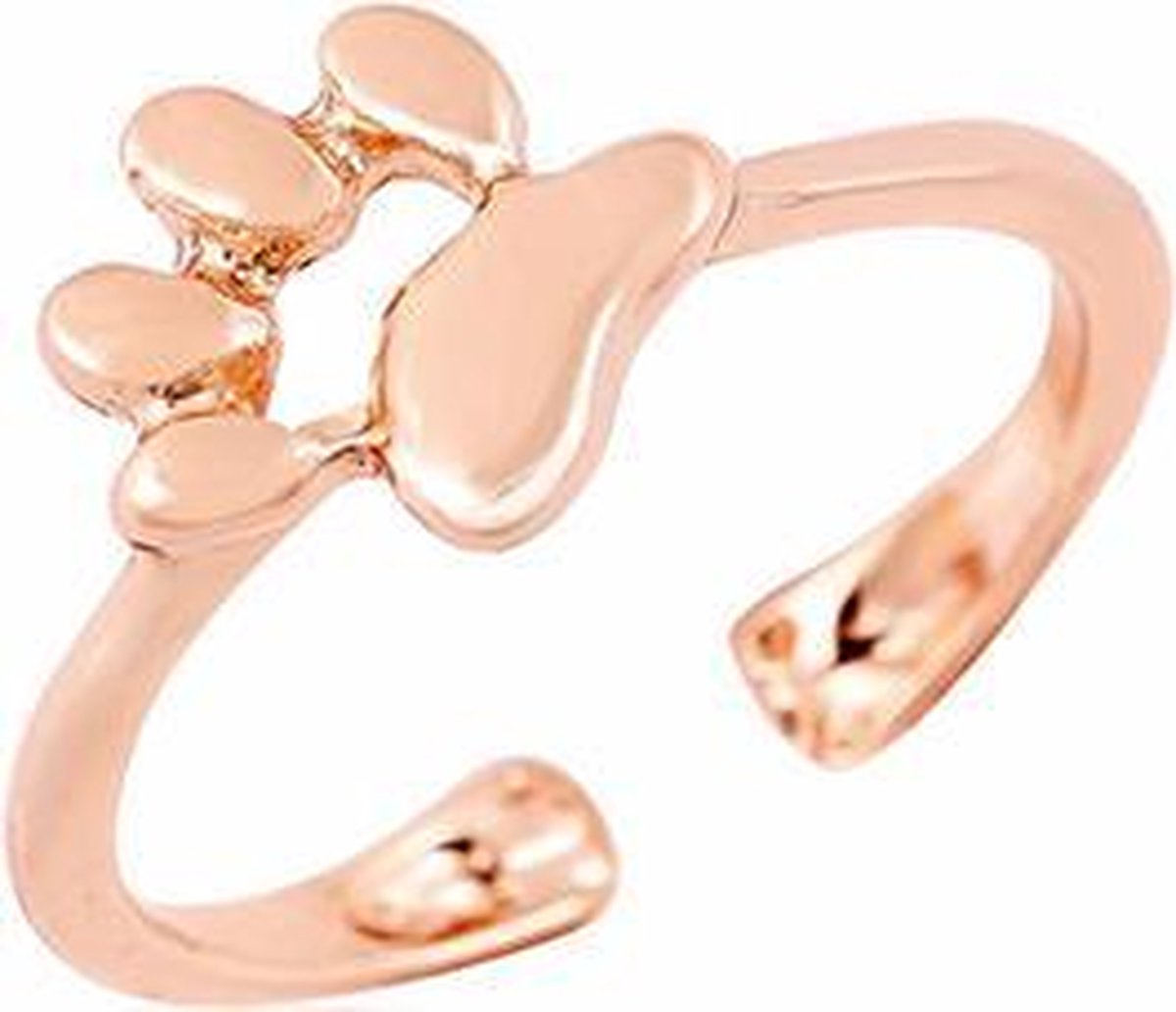 24/7 Jewelry Collection Pootje Ring Verstelbaar - Verstelbare Ring - Róse Goudkleurig - Amodi