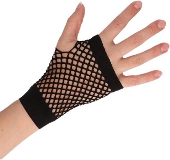 aan de andere kant, micro Vesting Zwarte korte visnet handschoenen voor volwassenen | bol.com