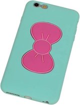 Vlinder Telefoonstandaard Case TPU iPhone 6 Plus Turquoise - Back Cover Case Wallet Hoesje