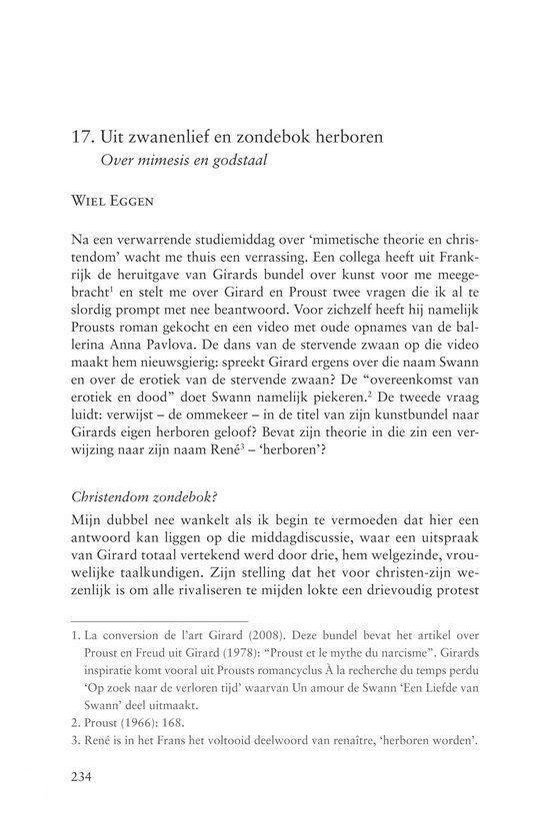 Bladzijde met de titel "17. Uit zwanenlijf en zondebok herboren" en tekst over mimesis.