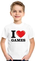 Wit I love games t-shirt kinderen L (146-152)