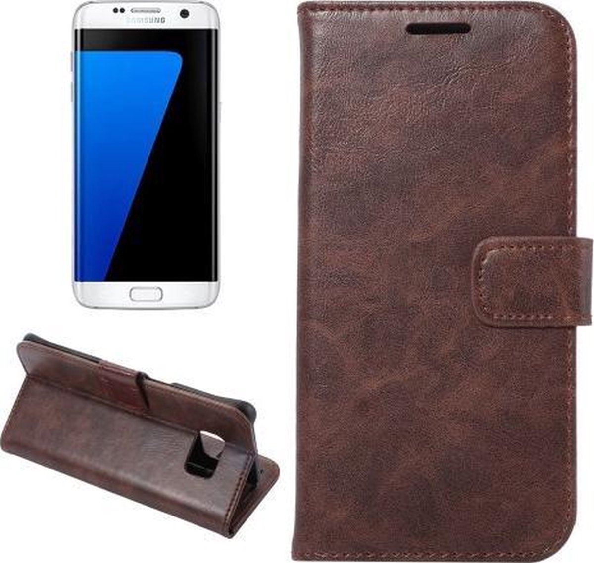 Celltex cover wallet case hoesje Geschikt voor: Samsung Galaxy S7 edge coffee