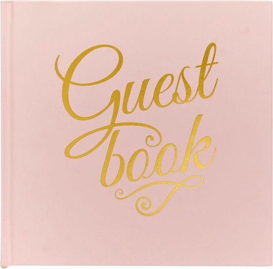 Gastenboek Pastel Roze - Goud Folie Opdruk - 21.5 x 21 cm