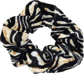 Velvet scrunchie/haarwokkel met dieren/zebra print