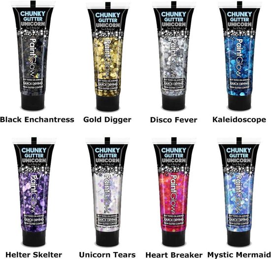 PaintGlow Chunky Glitter Unicorn Face&Body Gel Mystic Mermaid