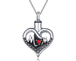 Quiges - RVS - Ashanger - Urn - Hart - Met - Verstelbare - Ketting - 46 - 52cm - Asketting - As sieraad - SLSA009