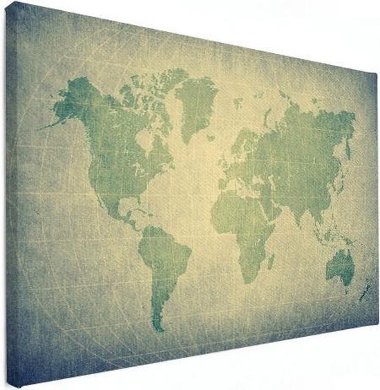Canvas Wereldkaart - 120x80 - Wereldkaart Wereldbol - Groen | bol.com