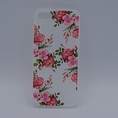 Geschikt voor iPhone 5, 5s, SE – hoes, cover – TPU – Roze rozen in bloei