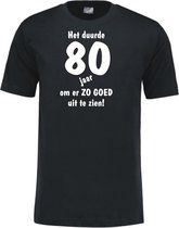 Mijncadeautje - Leeftijd T-shirt - Het duurde 80 jaar - Unisex - Zwart (maat XXL)