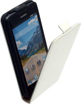 Lelycase Wit Lederen Flip case case Telefoonhoesje Huawei Ascend Y530