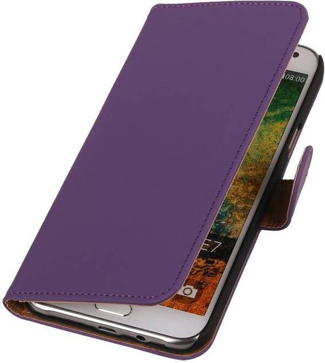 Samsung Galaxy E7 - Effen Design Paars - Book Case Wallet Cover Hoesje