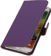 Samsung Galaxy E7 - Effen Design Paars - Book Case Wallet Cover Hoesje
