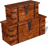 Opbergkisten set massief hout 2 st (incl. vloerviltjes)