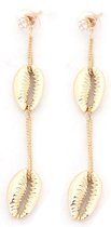 Dielay - Oorbellen met Schelpen - Oorhangers - 8x1 cm - Goudkleurig