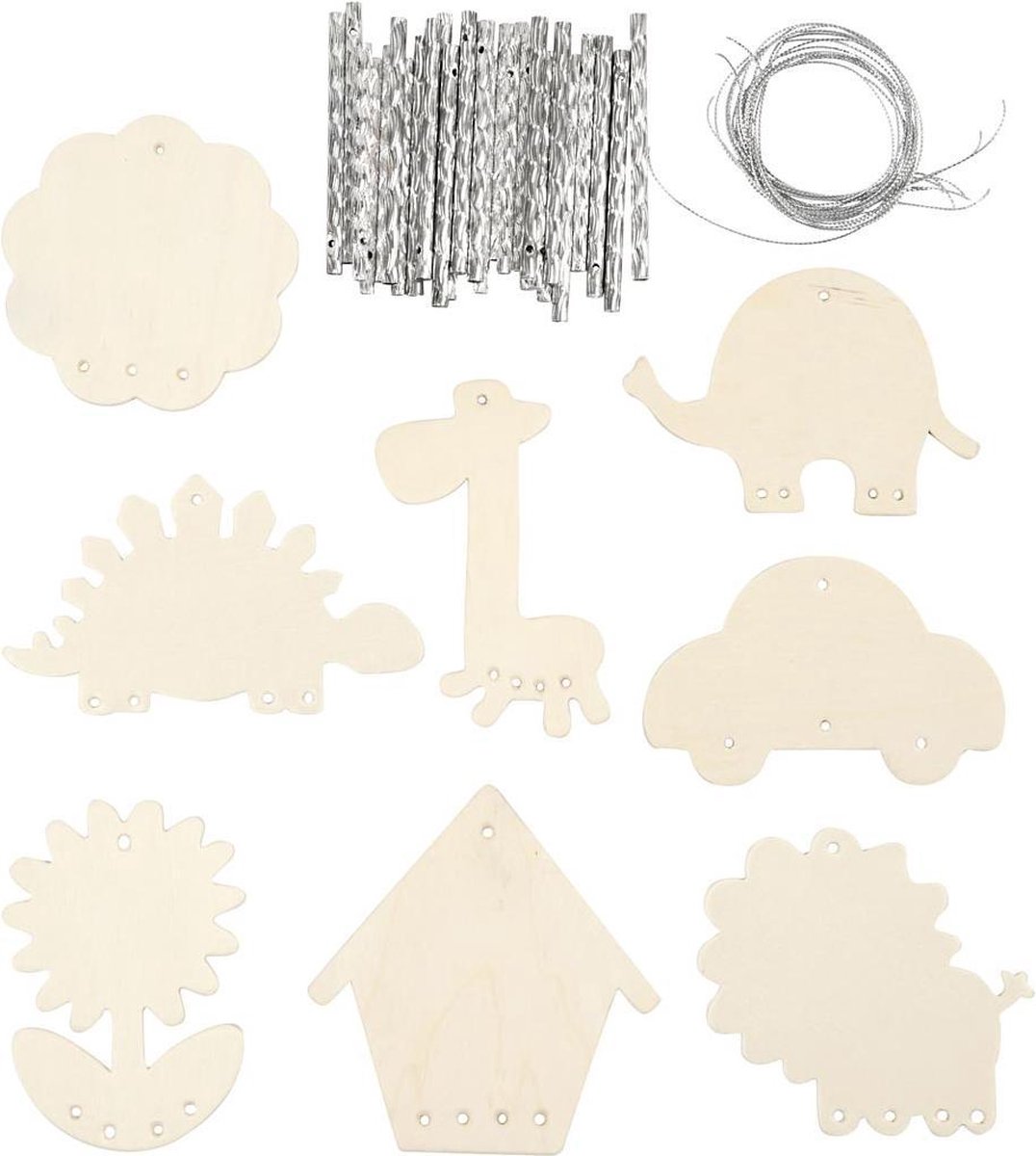 Houten Windgong - 24 Stuks - Triplex - Metalen Pinnen - DIY Knutselpakket - Windchimes