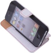 Wit Croco Telefoonhoesje iPhone 4 4s Book/Wallet case Flipcase