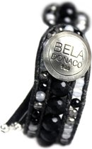 Bela Donaco Armband Art Deco – Facet Blackstone – Glas – Geborsteld Sterling Zilver