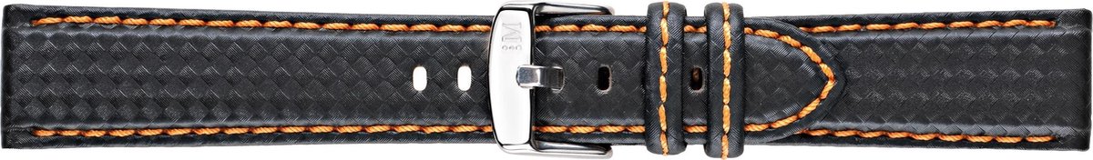 Morellato Horlogebandje - Morellato horlogeband U3586 Biking - Synthetic Leather - Zwart - bandbreedte 22.00 mm