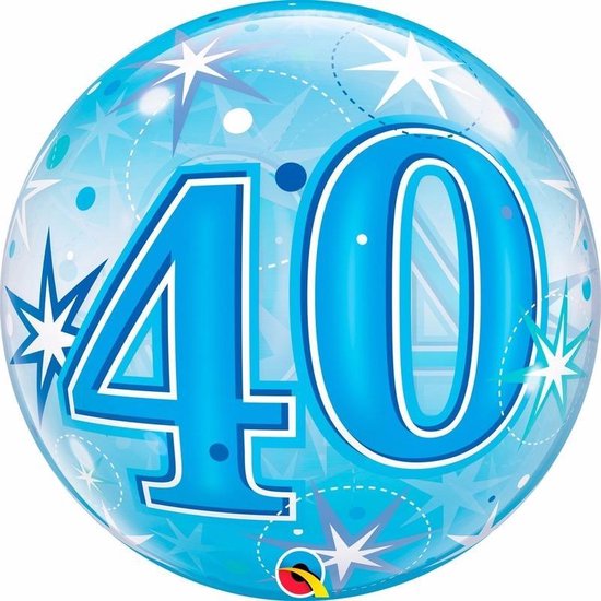 Folie helium ballon 40 jaar blauw 45 cm