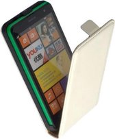 Lederen Flip case case Telefoonhoesje - Nokia Lumia 625 Creme Wit