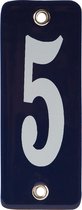 Emaille koppelbaar huisnummer blauw nr. 5