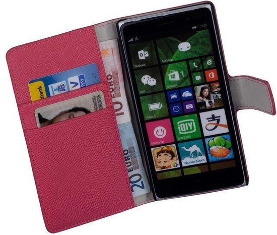 HC Roze Nokia Lumia 830 Bookcase Flip case Wallet Telefoonhoesje