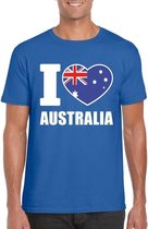 Blauw I love Australie fan shirt heren S