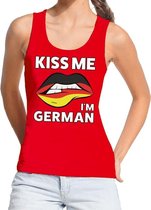 Kiss me I am German tanktop / mouwloos shirt rood dames M