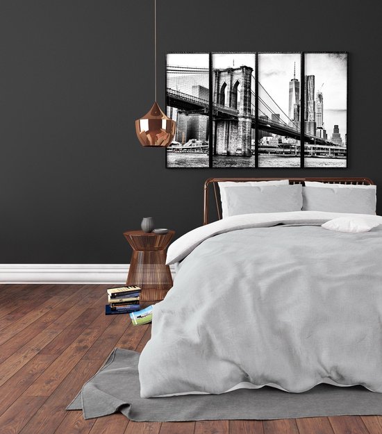 Sleeptime Twee Kleuren Dekbedovertrek - 200x200/220 + 2 kussenslopen 60x70 - Wit/Grijs - Tweepersoons van Sleeptime — afbeelding 3