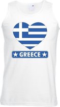 Griekenland hart vlag singlet shirt/ tanktop wit heren S