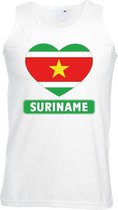 Suriname hart vlag singlet shirt/ tanktop wit heren M