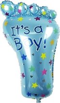 Grote XL blauwe voet ballon its a boy voor geboorte jongen 79 cm