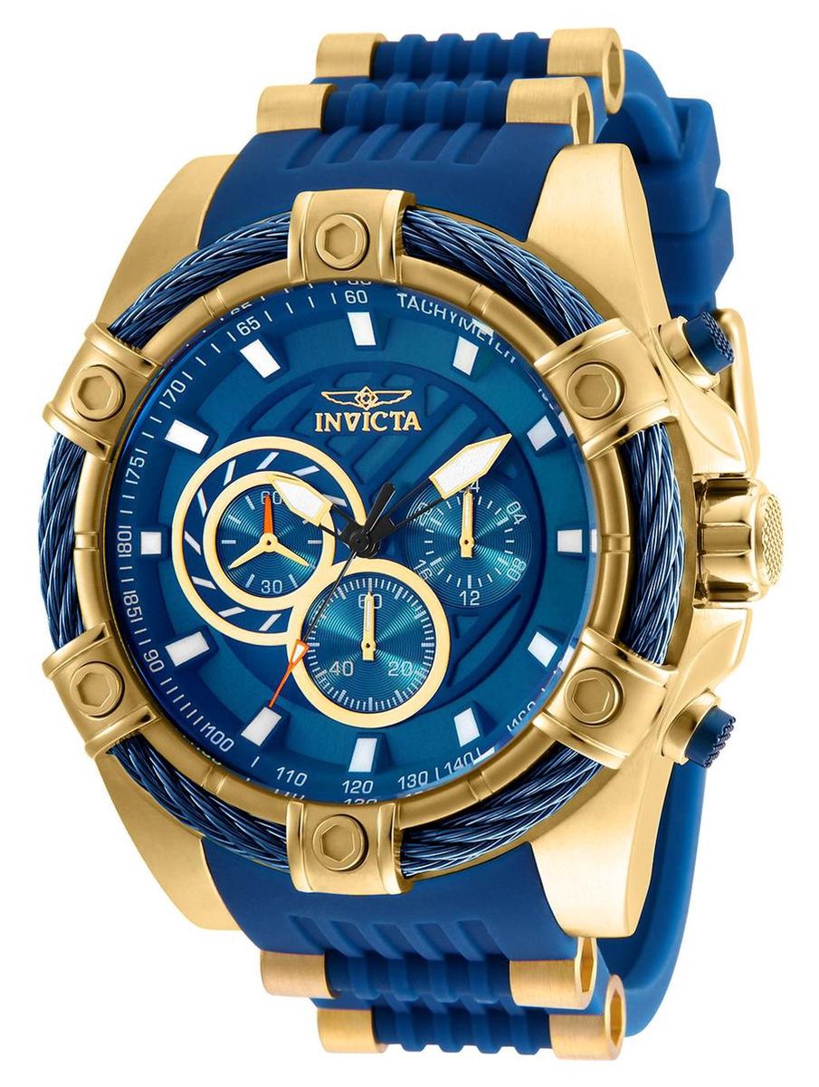Invicta Bolt 25527 Heren Horloge - Waterdicht - Analoog - Quartz Uurwerk - Roestvrij Staal met blauwe Wijzerplaat - 52mm