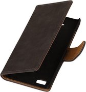 Grijs Bark Hout Booktype Sony Xperia Z3 Compact Wallet Cover Hoesje