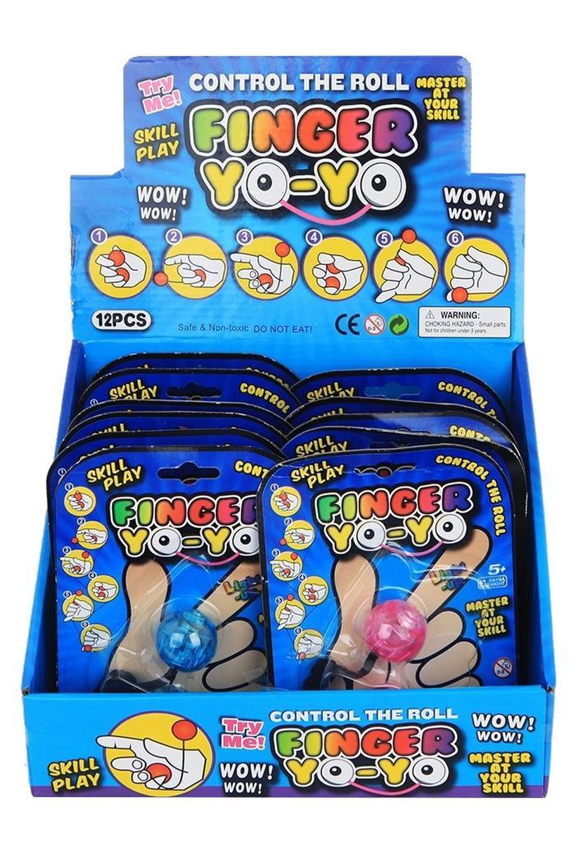 Jonotoys Finger Yoyo Met Licht 3 Cm Blauw