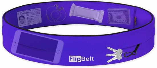 FlipBelt Classic - Running Belt – Hardloopriem voor Telefoon, Water en Meer – Unisex – Paars - S